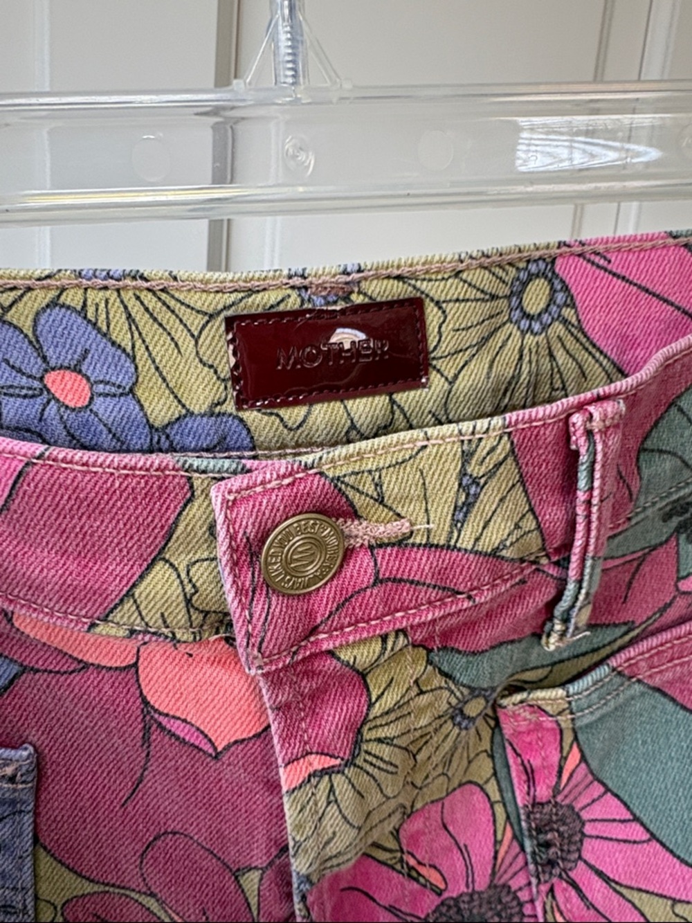 NEW MOTHER The Patch Pocket Insider High Rise Jeans Psychic Floral size 29 - Picture 6 of 8